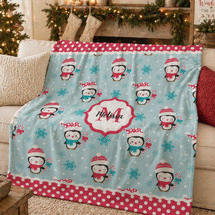 Manta Polar Niños Lindos Navidad Invierno Pingüino