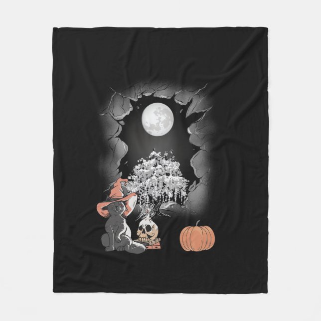 Manta Polar Niños místicos de halloween gato de cuento de hada (Anverso)