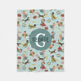 Manta Polar Niños Modelo de Monograma de Superhéroe Guay Niños