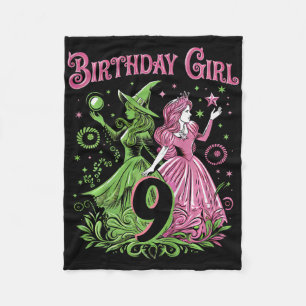 Manta Polar Niños Novena Bruja De Cumpleaños Rosa Y Verde De 9