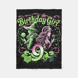 Manta Polar Niños Novena Bruja De Cumpleaños Rosa Y Verde De 9