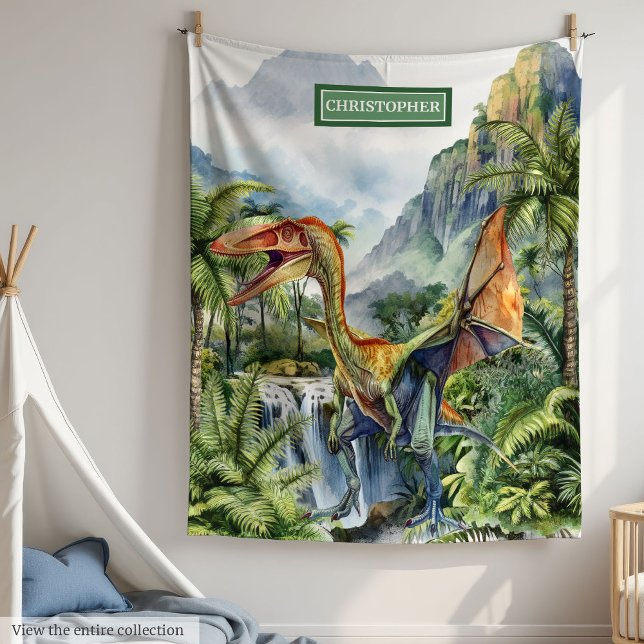 Manta Polar Niños personalizados Cumpleaños Dinosaurio prehist (Personalized Boys Birthday Prehistoric Dinosaur Fleece Blanket )