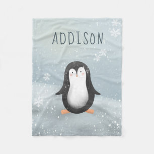 Manta Polar Niños pingüinos de invierno azules, educados y mod