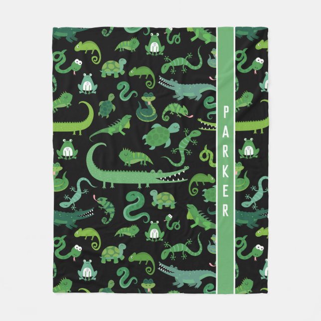 Manta Polar Niños Reptiles Amfibios Personalizados (Anverso)