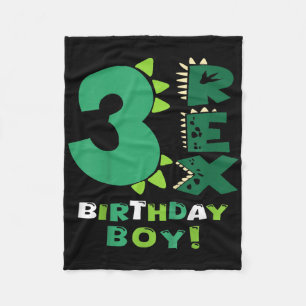 Manta Polar Niños Tres Rex Birthday Boy Dinosaurio de tercer c