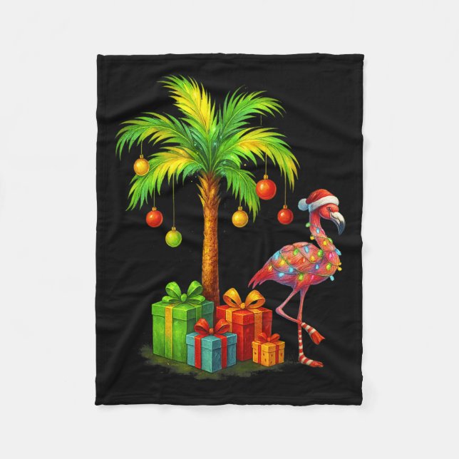 Manta Polar Nk Flamingo Christmas Palm Tree Trocal Xmas  (Anverso)