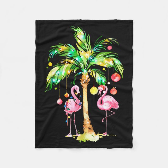 Manta Polar Nk Flamingo Christmas Palm Tree Trocal Xmas Holida (Anverso)