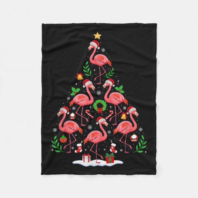 Manta Polar Nk Flamingo Christmas Tree Lights Santa Hat Xmas P (Anverso)