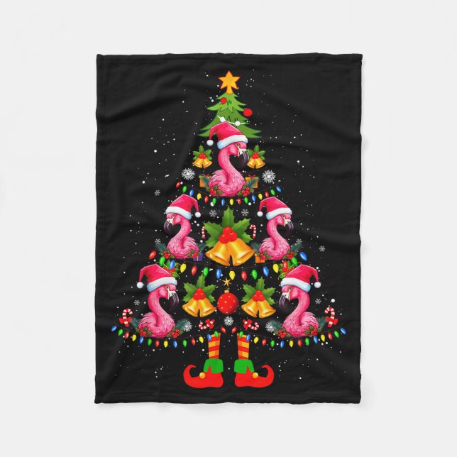 Manta Polar Nk Flamingo Christmas Tree Santa Hat Xmas  (Anverso)