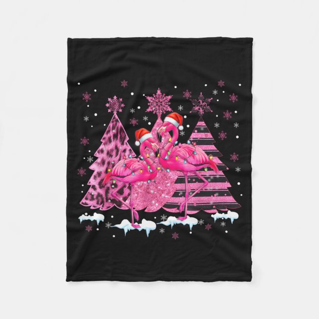 Manta Polar Nk Flamingo Santa Hat Leopard Christmas Tree Xmas  (Anverso)