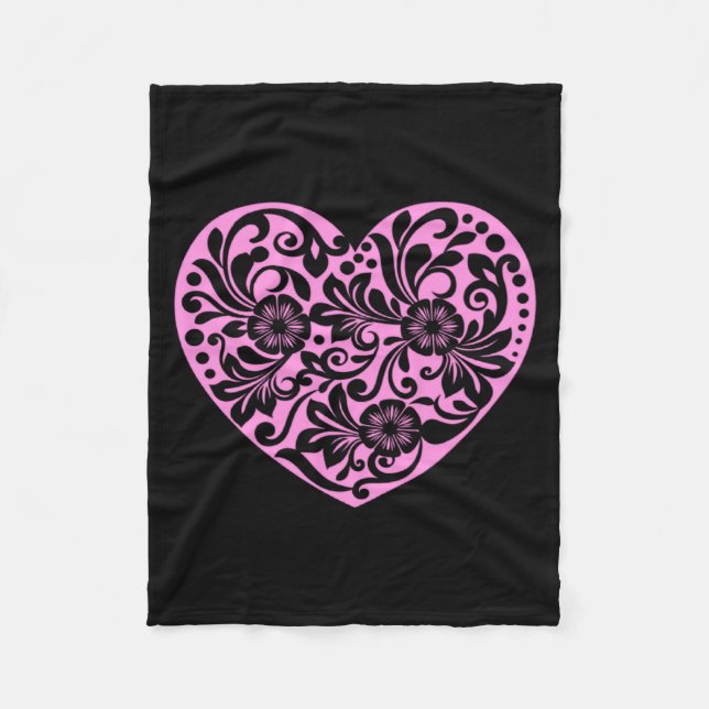 Manta Polar Nk Heart With Flowers Cut Out Cute Valentine Fav  (Anverso)