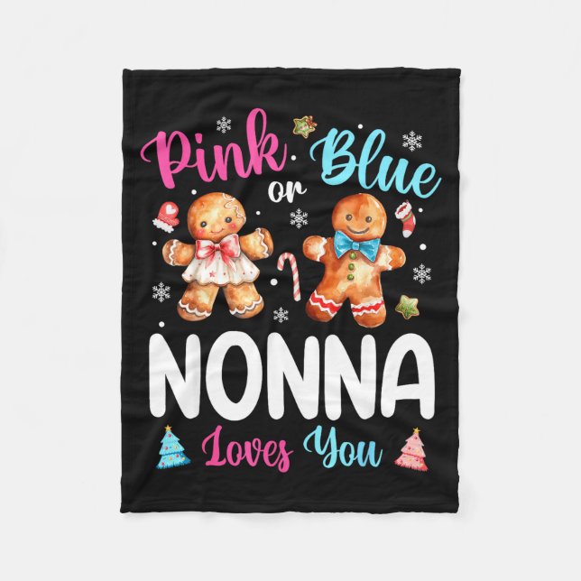 Manta Polar Nk Or Blue Nonna Loves You Gender Reveal Christmas (Anverso)