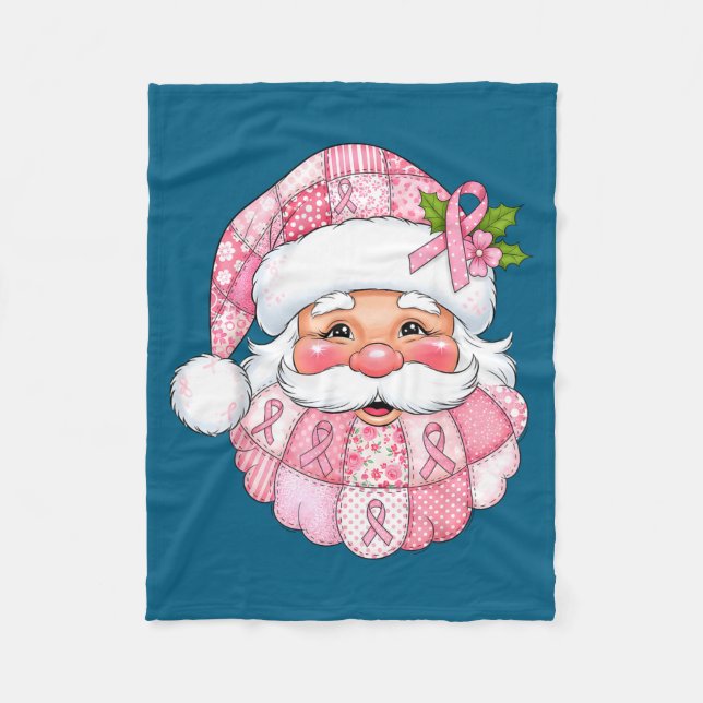 Manta Polar Nk Patchwork Santa Breast Cancer Awareness Christm (Anverso)