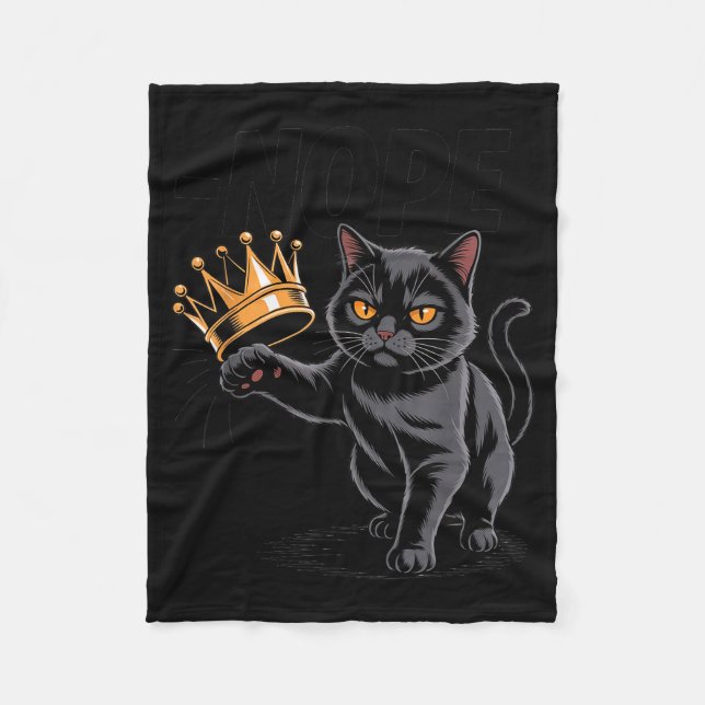Manta Polar No Kings In America Funny Black Cat Kicking Crown  (Anverso)