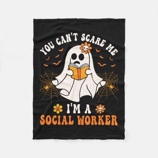 Manta Polar No puedo asustarme, Halloween, trabajadora social  (Anverso)