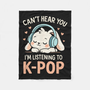 Manta Polar No puedo escucharte - Conejo lindo Kawaii K-pop ad
