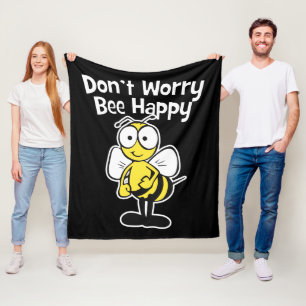 Manta Polar No se preocupe sea feliz que la abeja el manosea