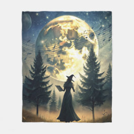Manta Polar Noche encantada de bruja con luna llena