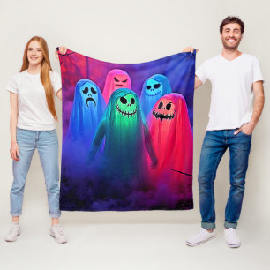 Manta Polar Noche espeluznante de diseño de fantasmas colorido