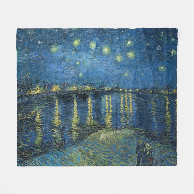 Manta Polar Noche estrellada sobre el río Ródano (por van Gogh (Frente (Horizontal))
