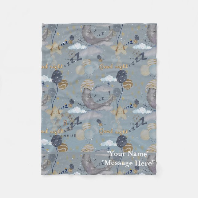 Manta Polar Noche Floral Imprimir Funda Bebé (Anverso)