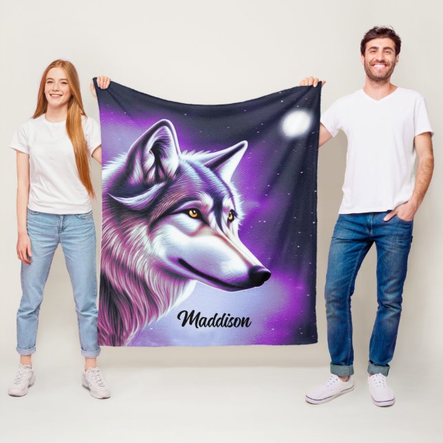 Manta Polar Noche Mystical Wolf Fleece Blanket (In situ)