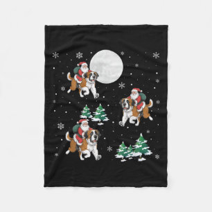 Manta Polar Noche navideña Santa Riding San Bernard Perro Grac