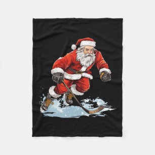 Manta Polar Noche navideño divertido Santa jugando al hockey s