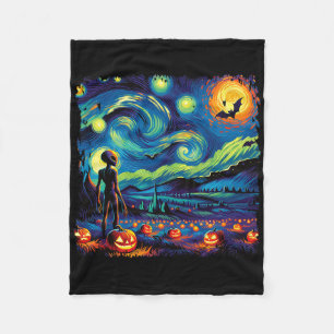 Manta Polar Noche Van Gogh Starry Alien Halloween Fall Pum