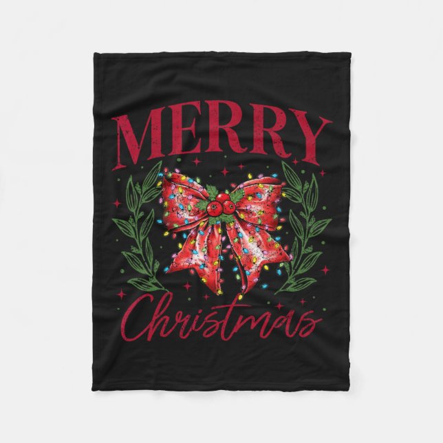 Manta Polar Nochebuena divertida Coquette Bow Feliz Navidad (Anverso)