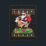 Manta Polar Nochebuena estilo suéter Santa Riding Christma<br><div class="desc">Navidades de cabras de Santa Riding con estilo de suéter navideño</div>