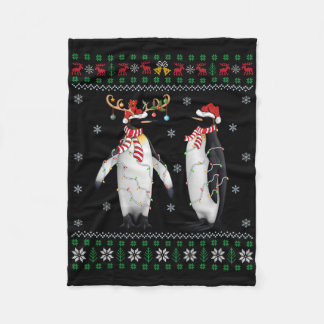 Manta Polar Noches de pájaro de Santa Hat Pingüino iluminando