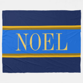 Manta Polar NOEL Festividad brillante azul Golden Brown Stripe