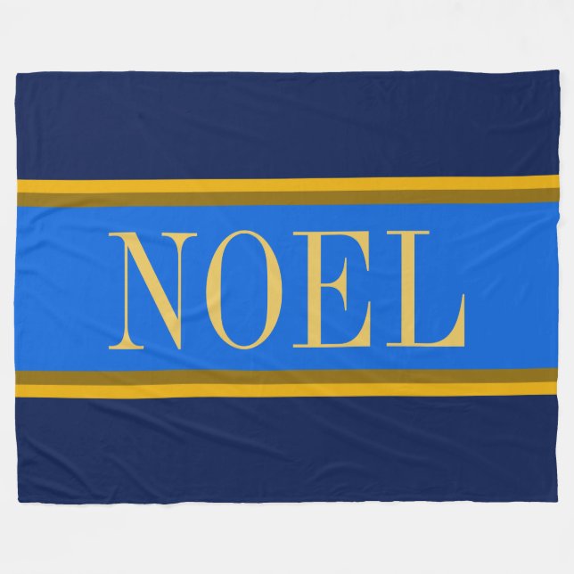 Manta Polar NOEL Festividad brillante azul Golden Brown Stripe (Frente (Horizontal))