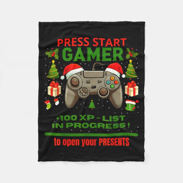 Manta Polar Noel Fun Gamer - Press Start For Christmas  (Anverso)