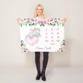 Manta Polar Nombra niña rosa Floral bebé nombre hito