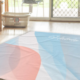 Manta Polar Nombre azul rosa de la ola abstracta