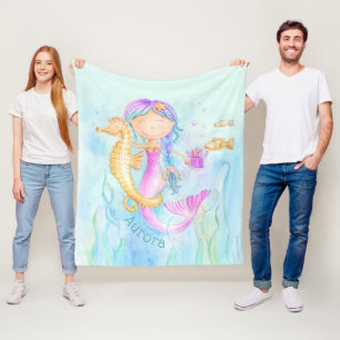 Manta Polar Nombre banal del personalizado de la acuarela del
