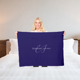 Manta Polar nombre clásico elegante personalizado azul y blanc