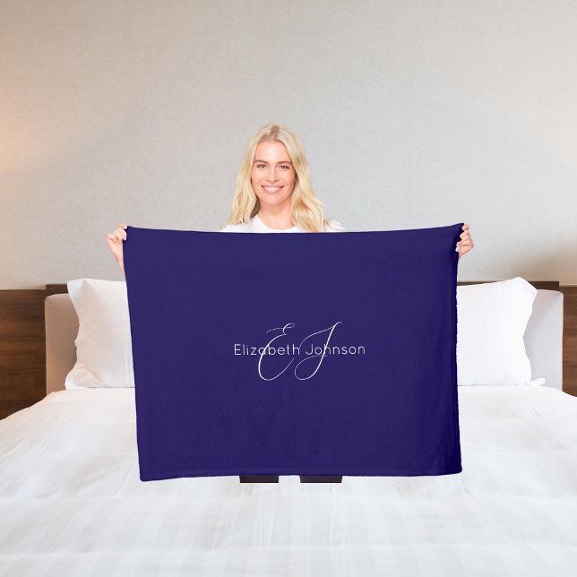 Manta Polar nombre clásico elegante personalizado azul y blanc (Subido por el creador)