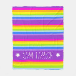 Manta Polar Nombre colorido rayas de arcoíris personalizadas