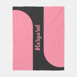 Manta Polar nombre con monograma femenino de letra script rosa