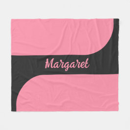 Manta Polar nombre con monograma femenino de letra script rosa