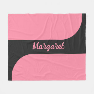 Manta Polar nombre con monograma femenino de letra script rosa