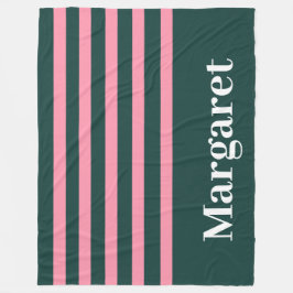 Manta Polar Nombre con monograma moderno verde y rosa blanco