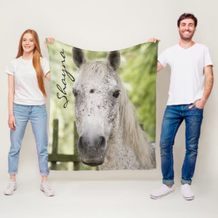 Manta Polar Nombre de caballo blanco especificado personalizad