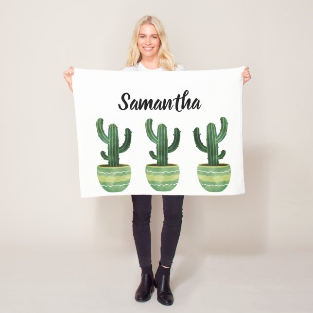 Manta Polar Nombre de Cactus de acuarela (In situ)