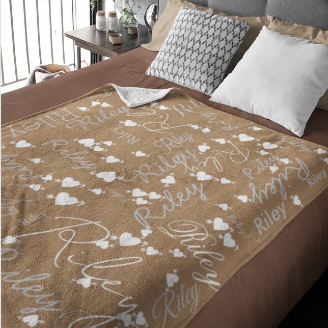 Manta Polar Nombre de caligrafía Corazón blanco inicial con fl (Subido por el creador)