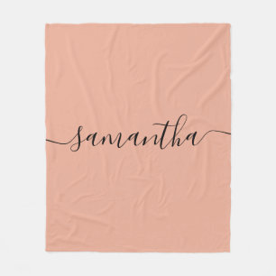 Manta Polar Nombre de caligrafía rosa Rubor personalizado