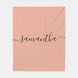 Manta Polar Nombre de caligrafía rosa Rubor personalizado